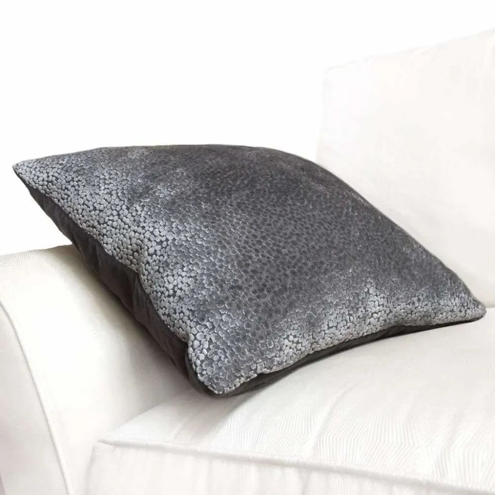 Ascott Pewter Gray Abstract Cut Velvet Dots Pillow Cover