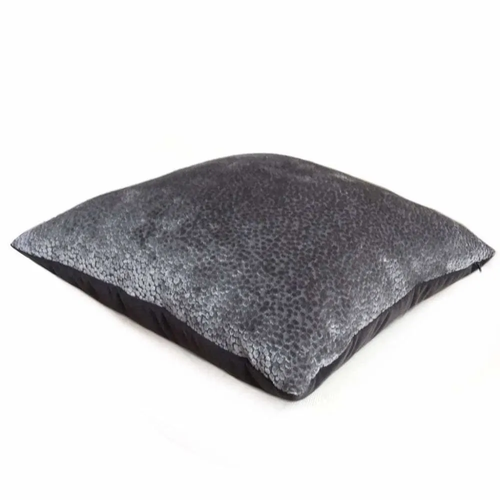 Ascott Pewter Gray Abstract Cut Velvet Dots Pillow Cover