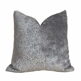 Ascott Pewter Gray Abstract Cut Velvet Dots Pillow Cover