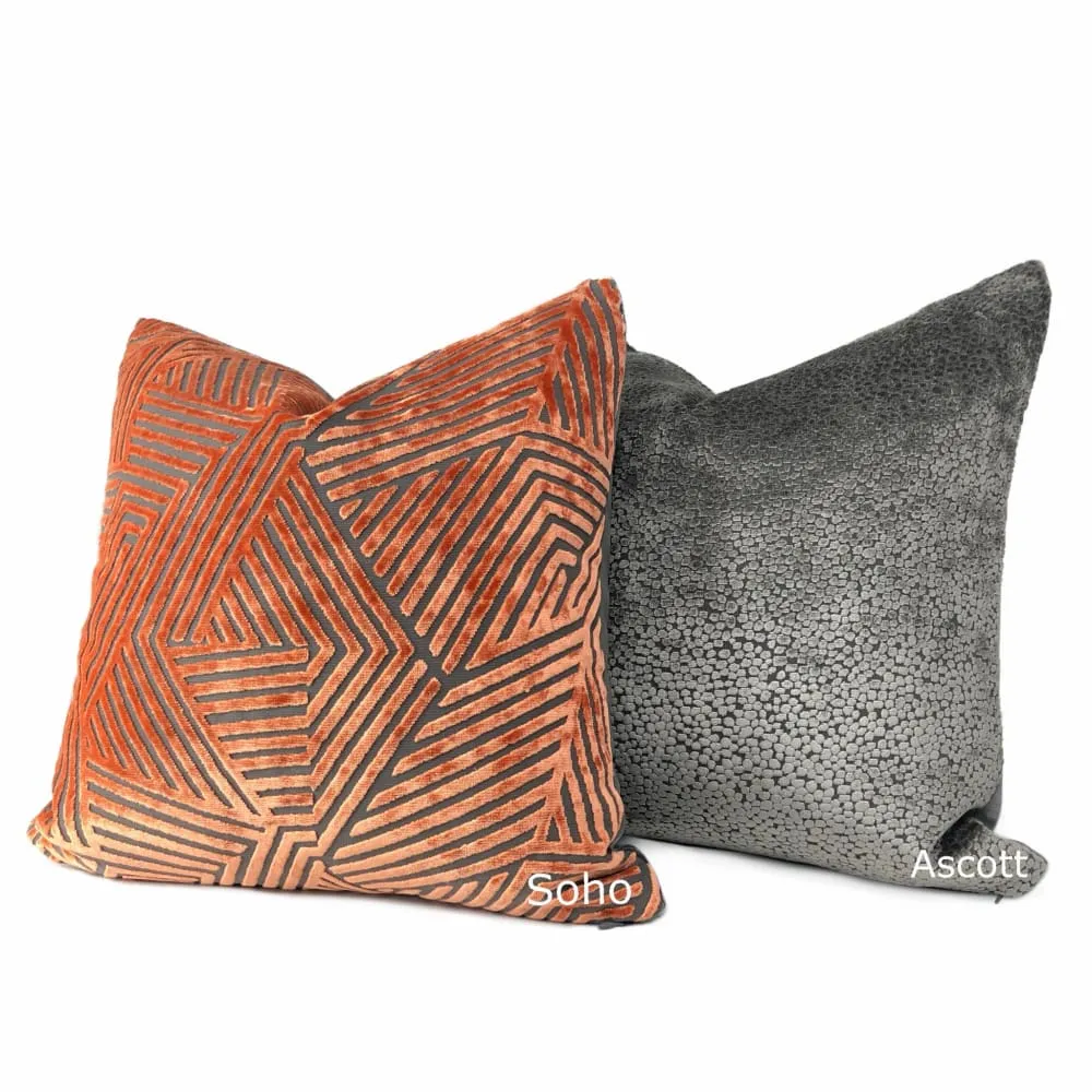 Ascott Pewter Gray Abstract Cut Velvet Dots Pillow Cover