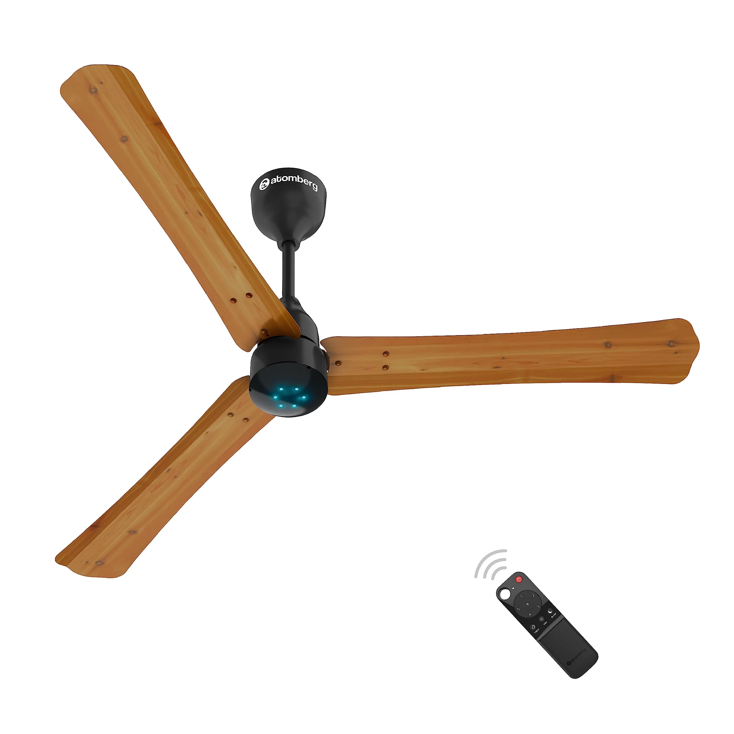 atomberg Renesa  1200mm BLDC Motor 5 Star Rated Sleek Ceiling Fans with Remote Control | High Air Delivery Fan and LED Indicators | Upto 65% Energy Saving | 2 1 Year Warranty (Golden Oakwood)