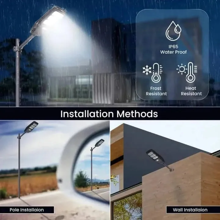 Automatic Solar Street Light Waterproof Road Lights for Home Garden with Remote Control (100W)