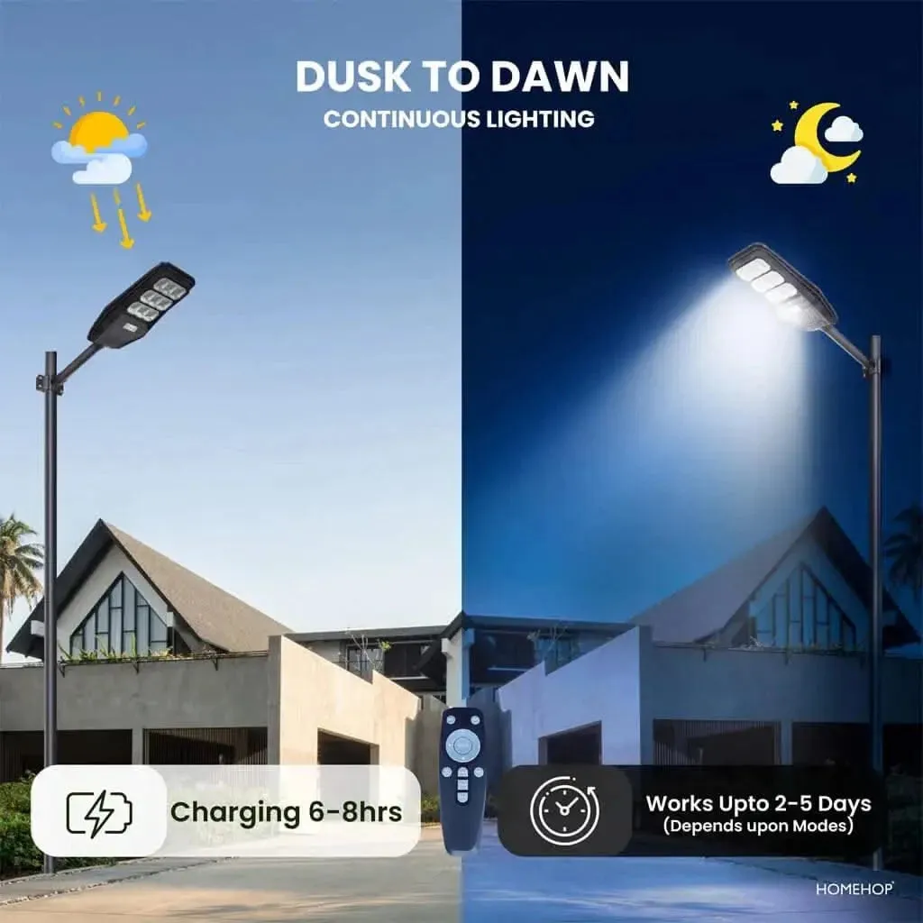 Automatic Solar Street Light Waterproof Road Lights for Home Garden with Remote Control (100W)