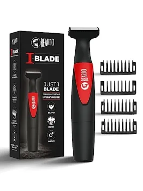 Beardo Multipurpose I Blade Trimmer & Shaver for Beard, Body and Groin for Beard, Hair, Groin | One Blade Trimmer With 4 Trimming Combs | 90 min. Run Time USB TYPE C Charging Powerful Li  battery| Shaver For Men, Black