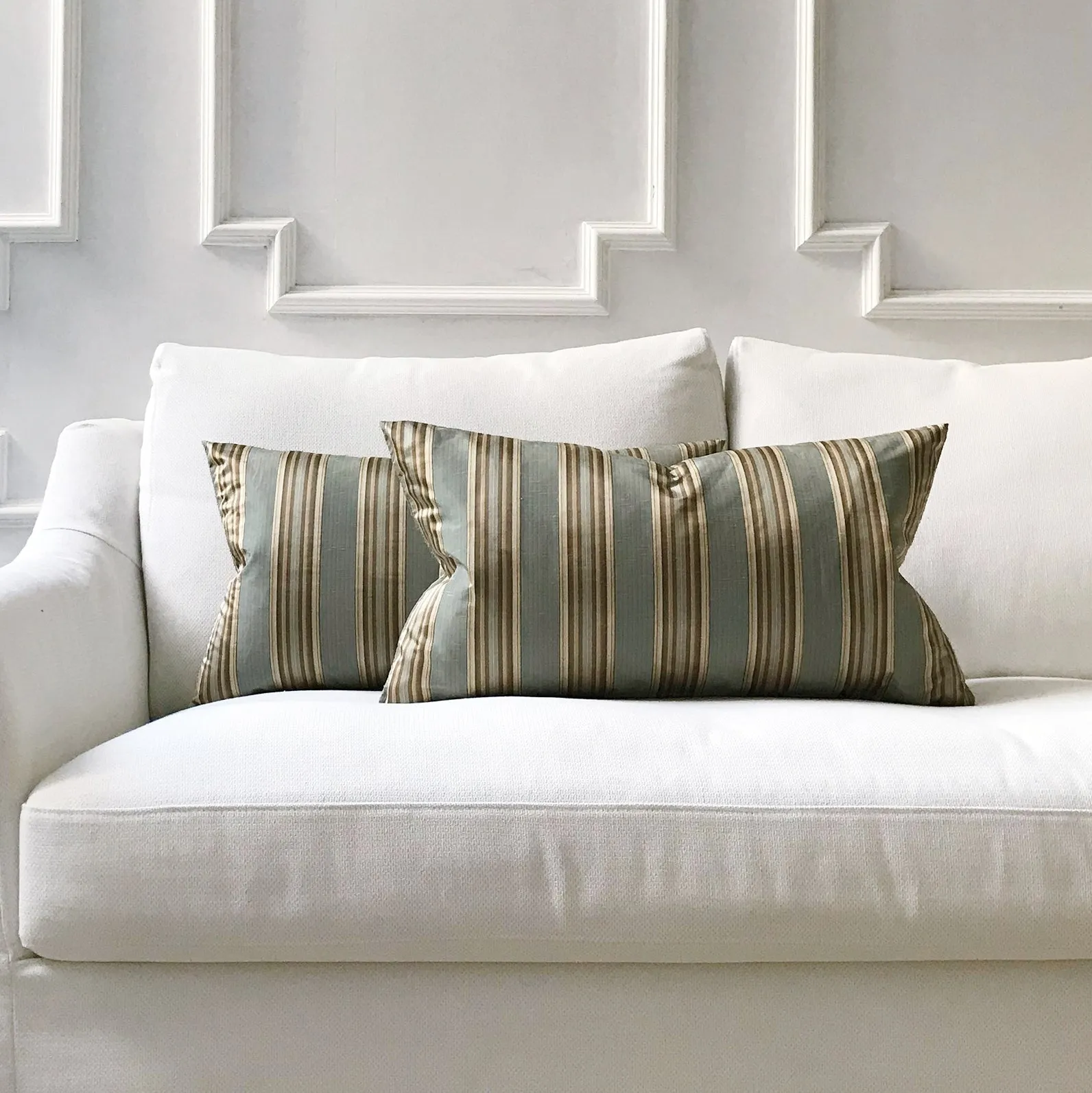 Bermuda Gray Striped Lumbar Pillow Cover 15x26