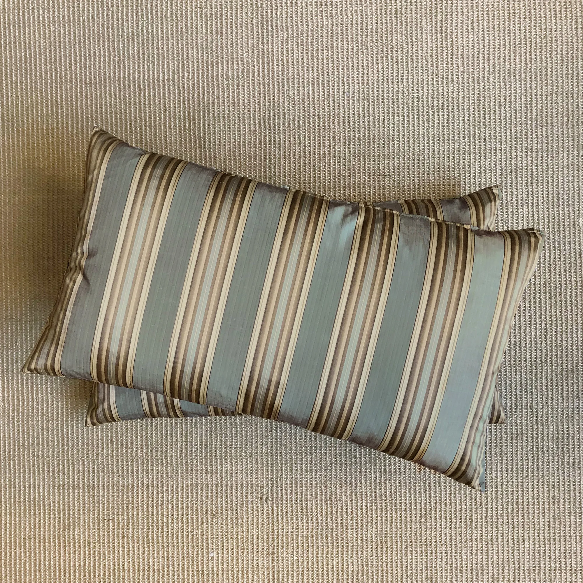 Bermuda Gray Striped Lumbar Pillow Cover 15x26