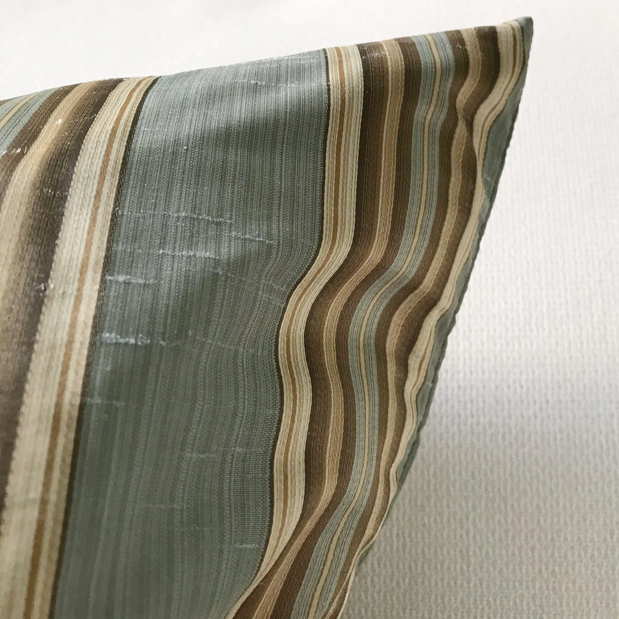 Bermuda Gray Striped Lumbar Pillow Cover 15x26