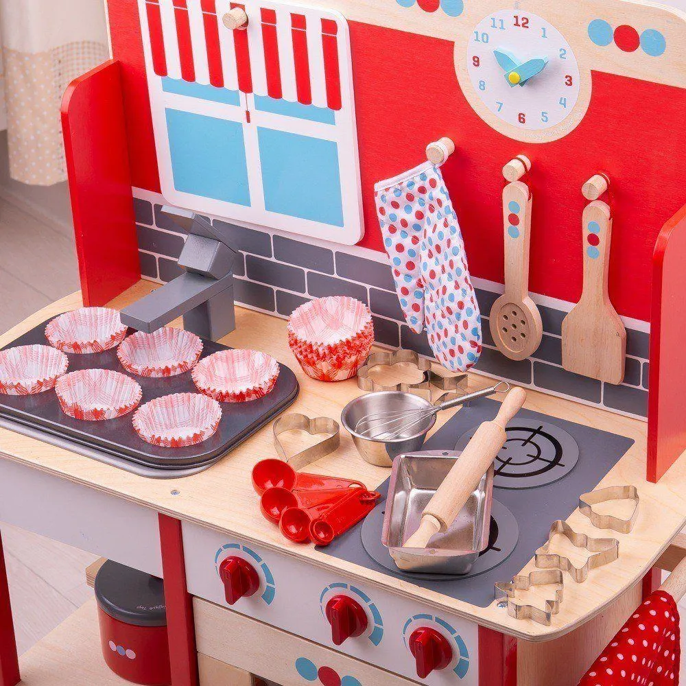 Bigjigs Baking Set Young Chef Play Kitchen Montessori Practical Life Materials 3yrs 