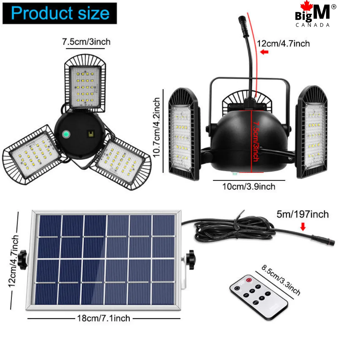 BigM 60 LED Bright Solar Indoor Pendant Light for Garage Sheds Burns Patios