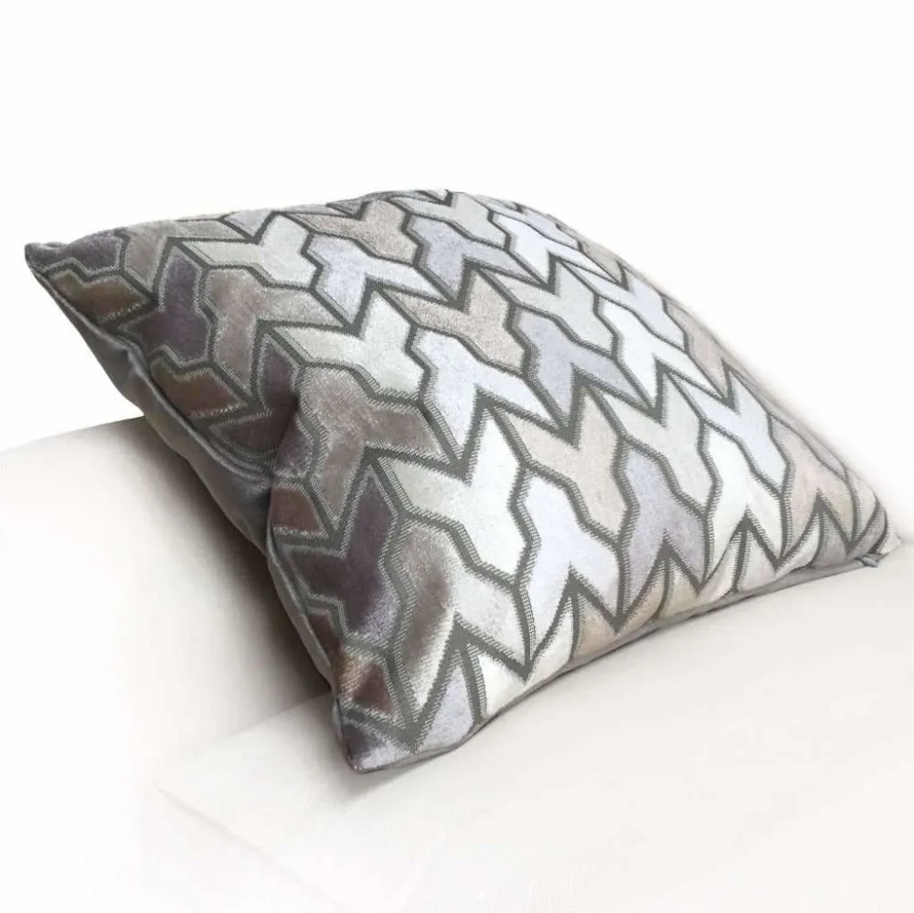 Brookhaven Arrow Geometric Brown Taupe Gray Cream Velvet Pillow Cover