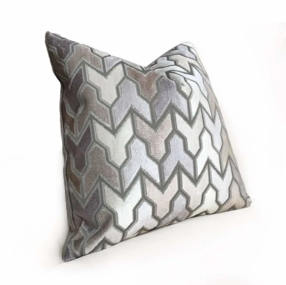 Brookhaven Arrow Geometric Brown Taupe Gray Cream Velvet Pillow Cover