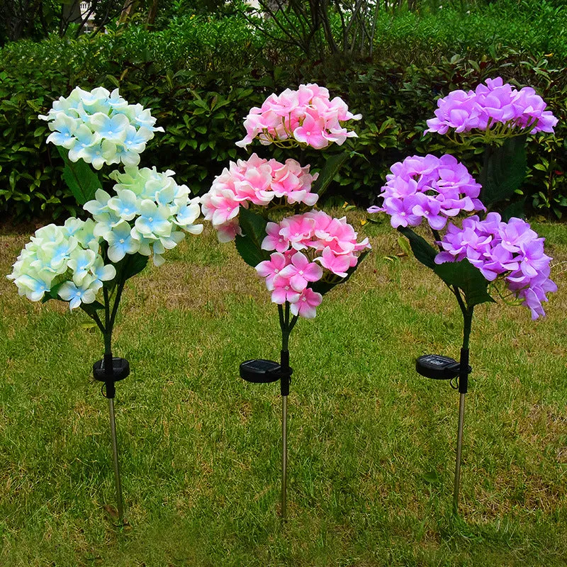 Bulk 29" Solar Outdoor Flower Faux Hydrangea with Bulb Lights Wholesale