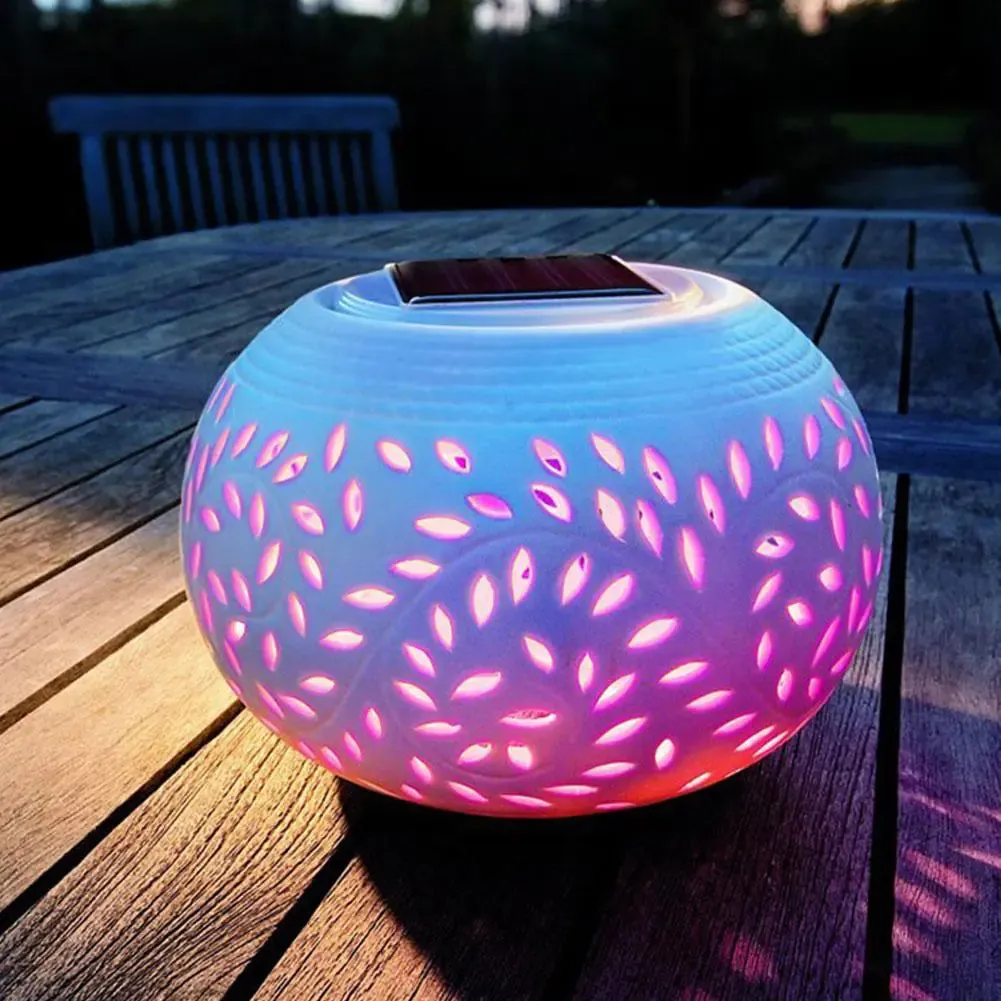 Ceramic Colour-Changing Solar Lamp