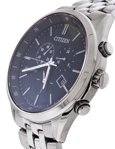 Citizen Eco-Drive Mens Dress Chrono - Blue Dial - Stainless Case & Bracelet