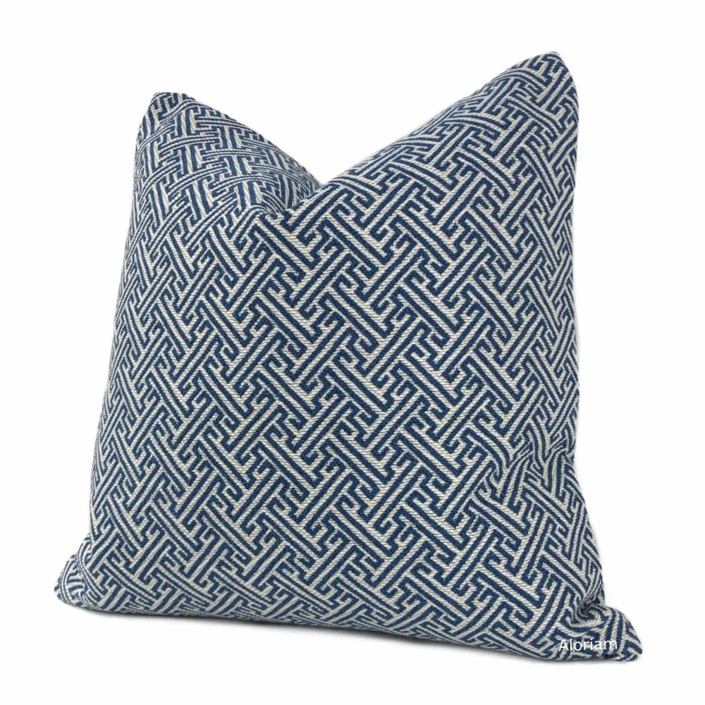 (CLEARANCE) Atlas Navy Blue Greek Key Geometric Pillow Cover