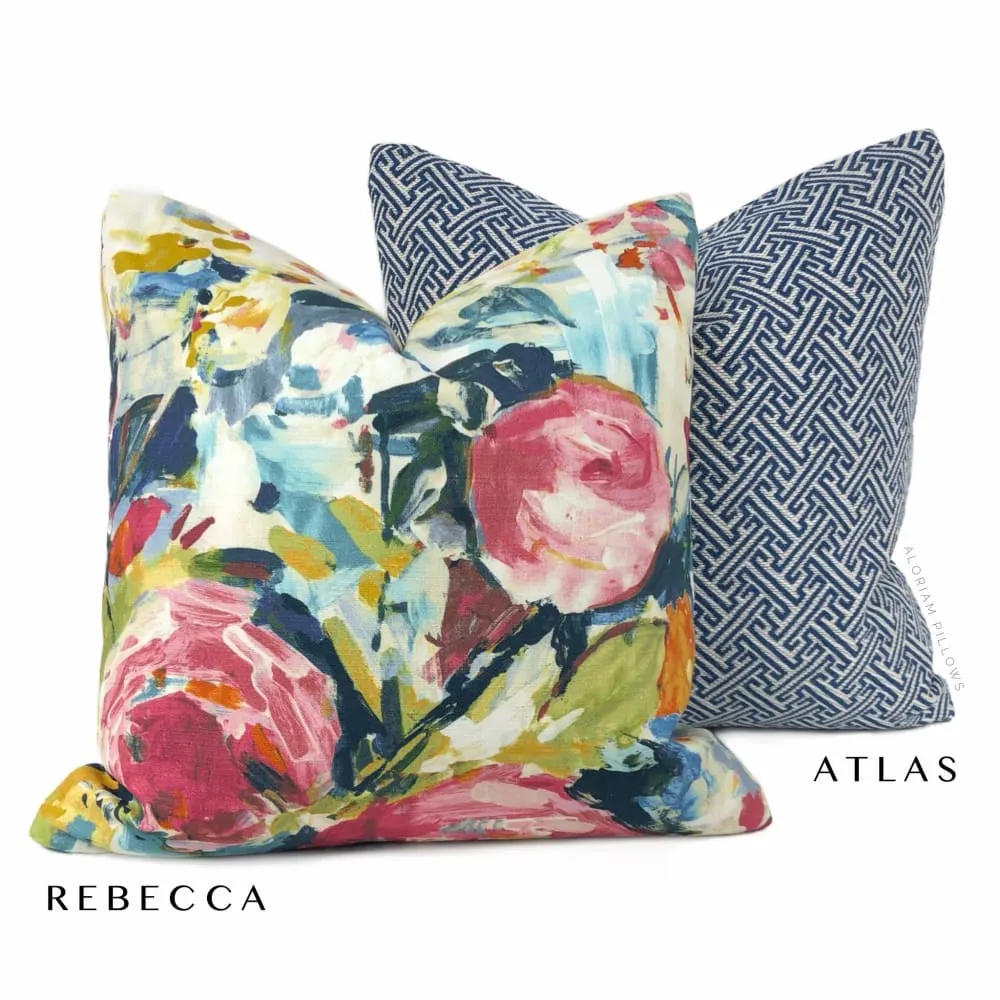 (CLEARANCE) Atlas Navy Blue Greek Key Geometric Pillow Cover