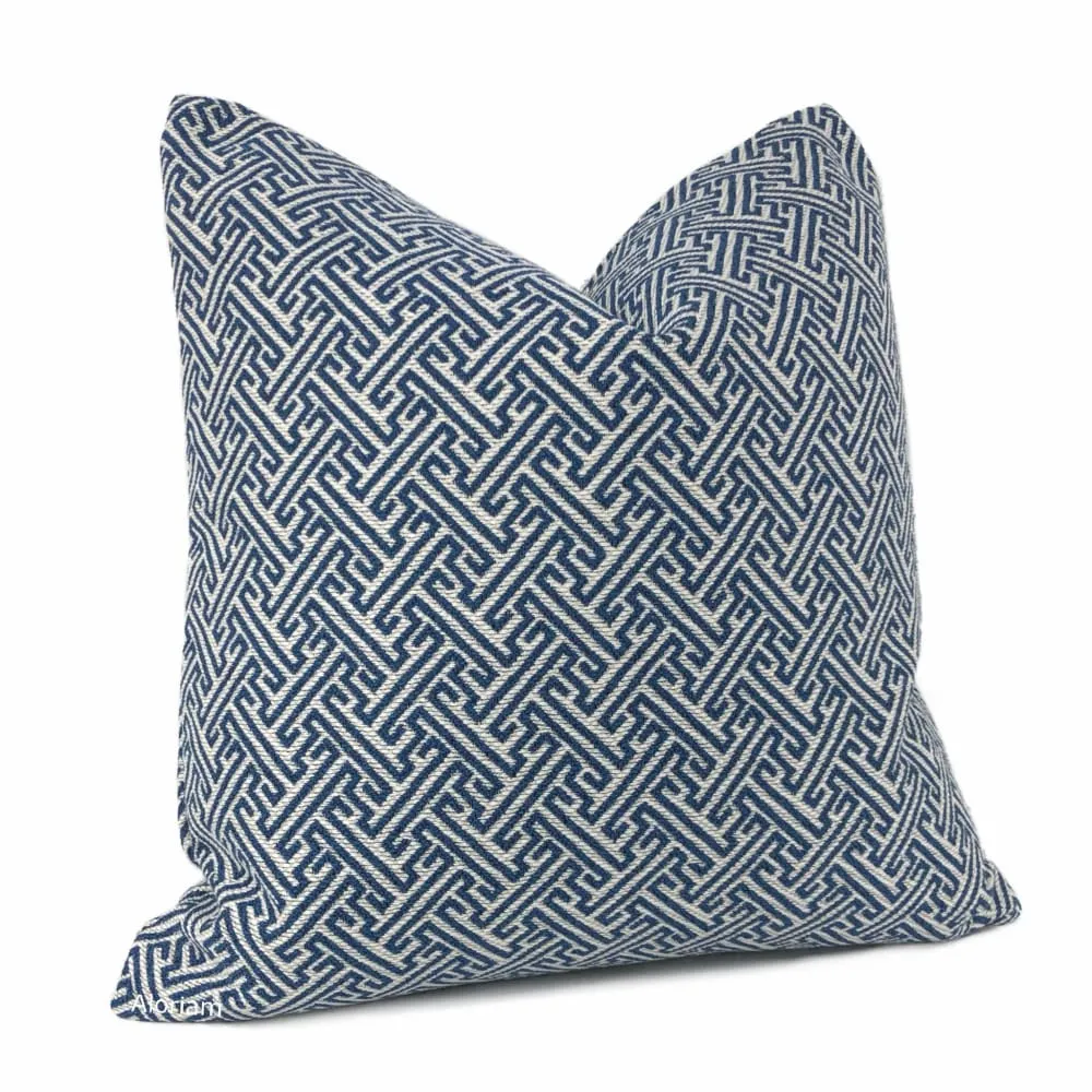 (CLEARANCE) Atlas Navy Blue Greek Key Geometric Pillow Cover