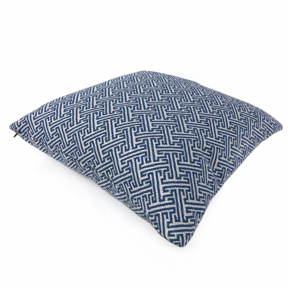 (CLEARANCE) Atlas Navy Blue Greek Key Geometric Pillow Cover