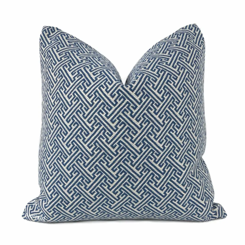 (CLEARANCE) Atlas Navy Blue Greek Key Geometric Pillow Cover