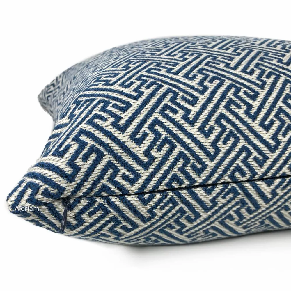 (CLEARANCE) Atlas Navy Blue Greek Key Geometric Pillow Cover