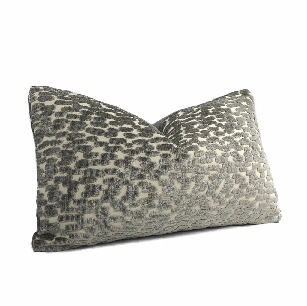 (CLEARANCE) Bellini Dark Gray Large Velvet Dots Texture Pillow Cover