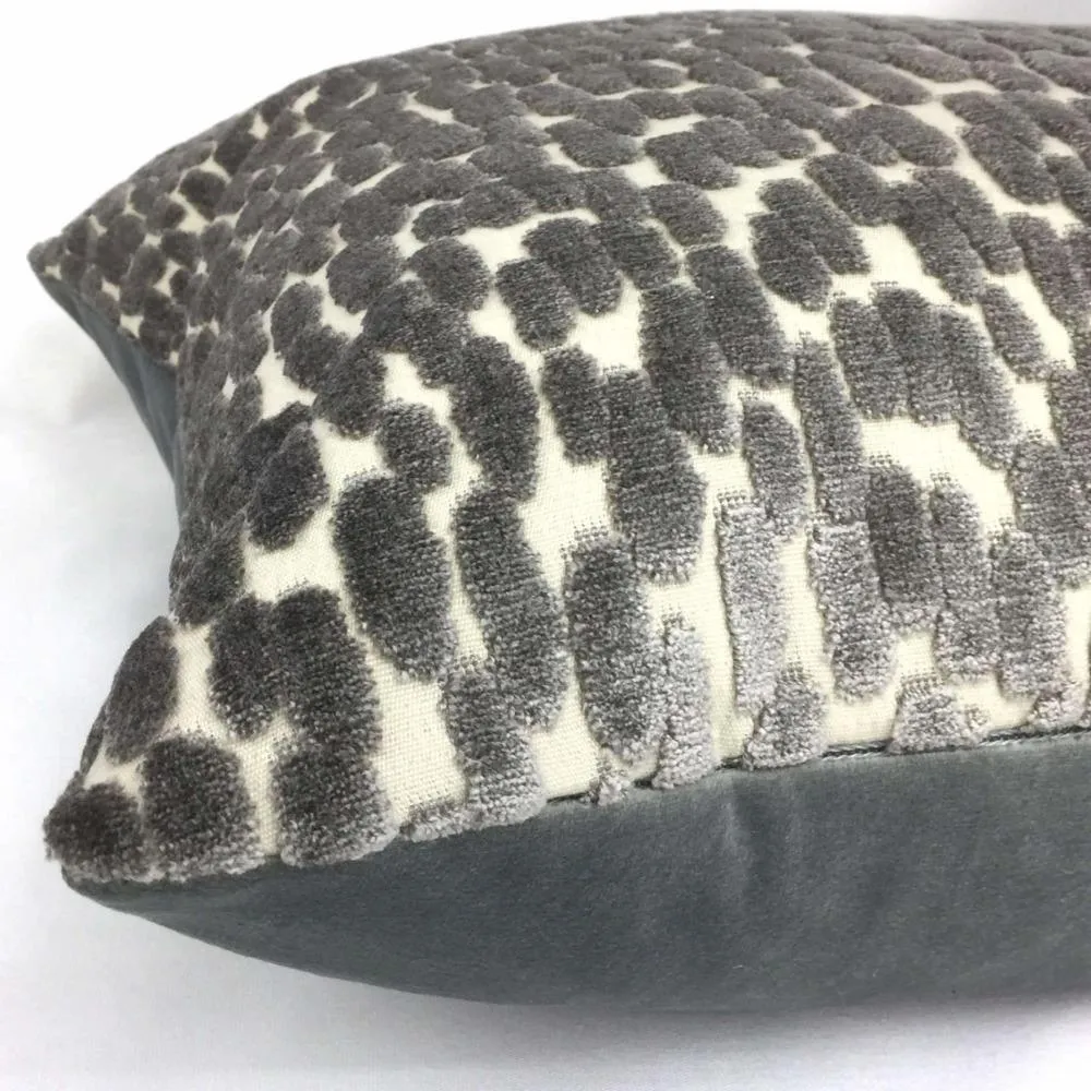 (CLEARANCE) Bellini Dark Gray Large Velvet Dots Texture Pillow Cover