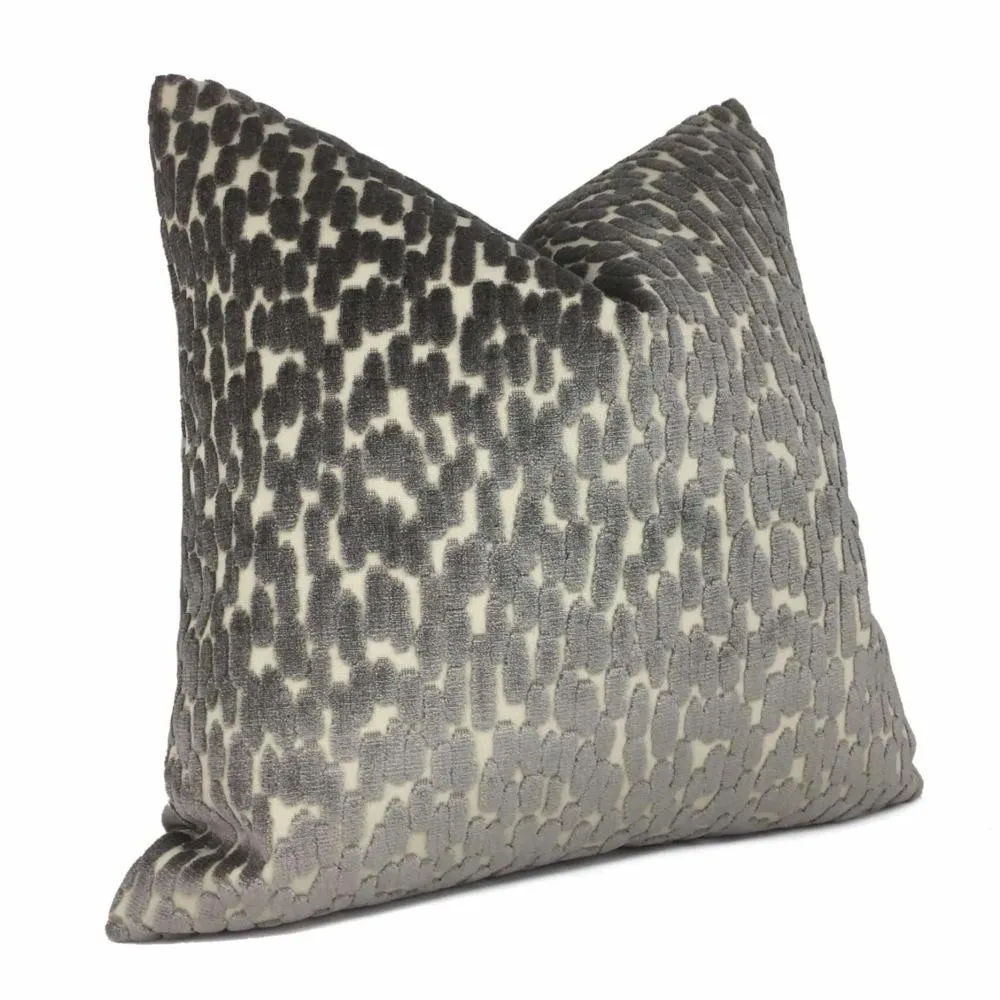 (CLEARANCE) Bellini Dark Gray Large Velvet Dots Texture Pillow Cover