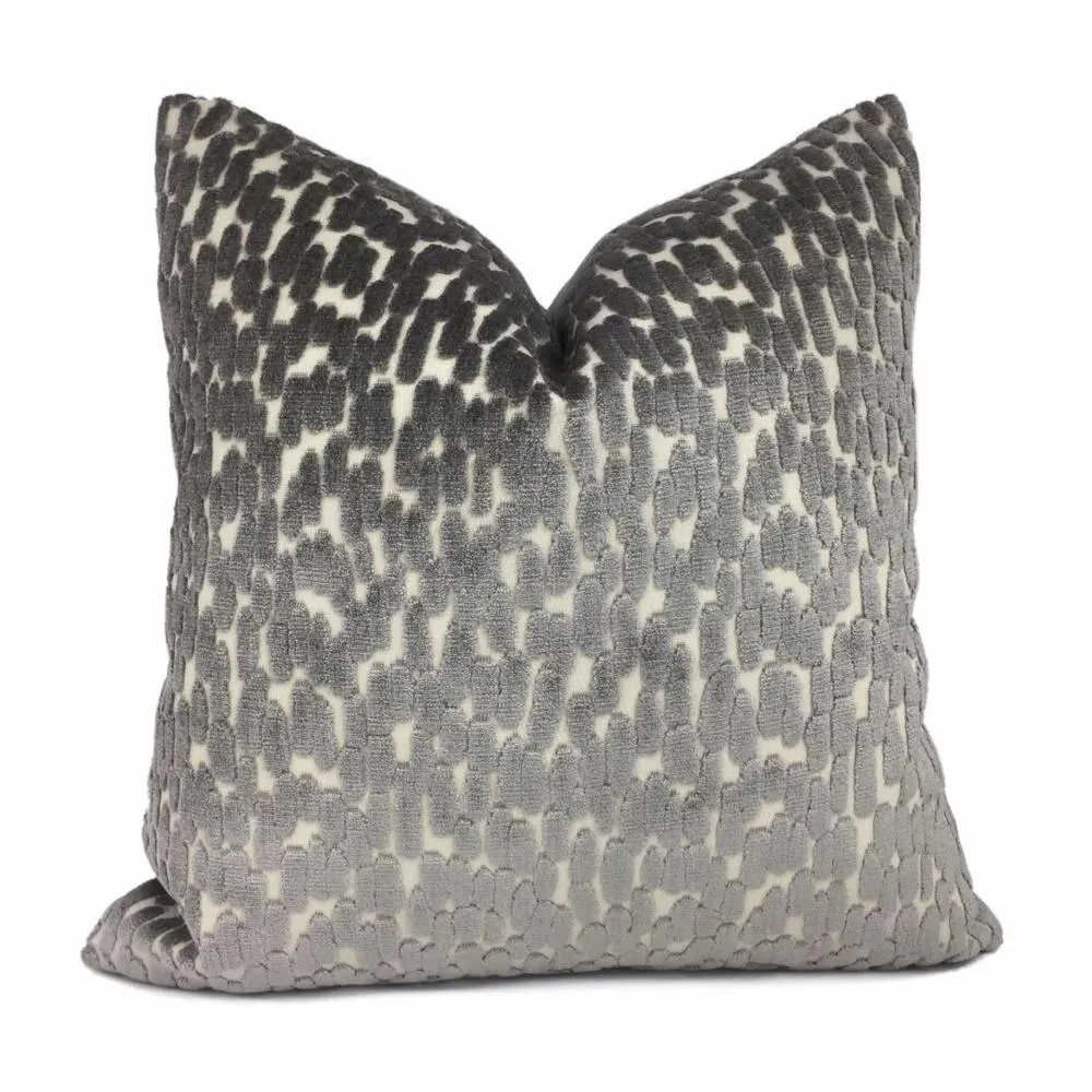 (CLEARANCE) Bellini Dark Gray Large Velvet Dots Texture Pillow Cover