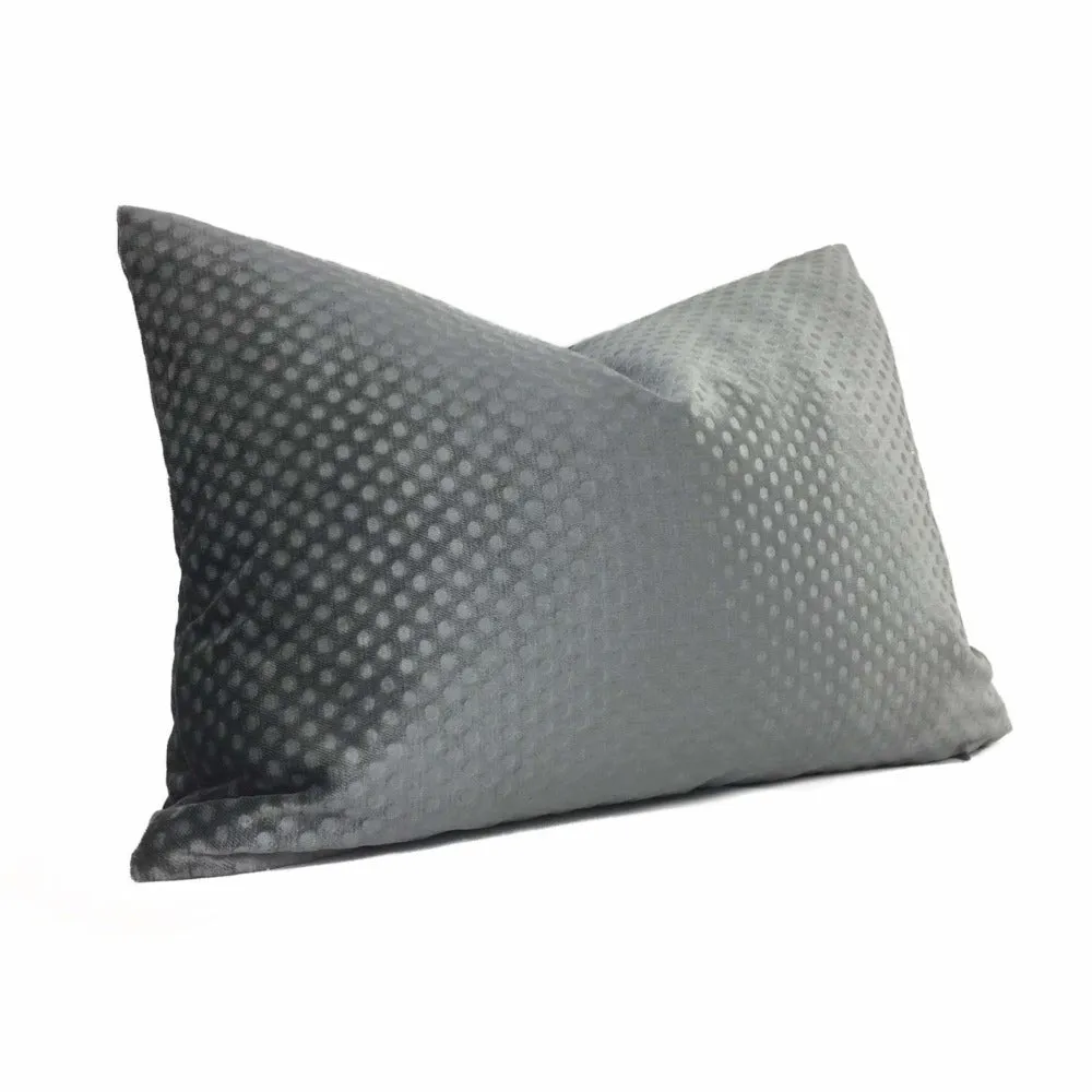 (CLEARANCE) Dark Gray Dimple Dots Velvet Pillow Cover