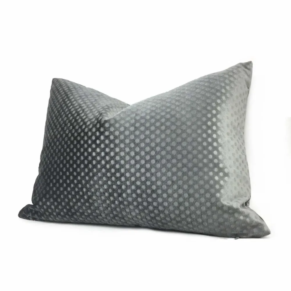 (CLEARANCE) Dark Gray Dimple Dots Velvet Pillow Cover