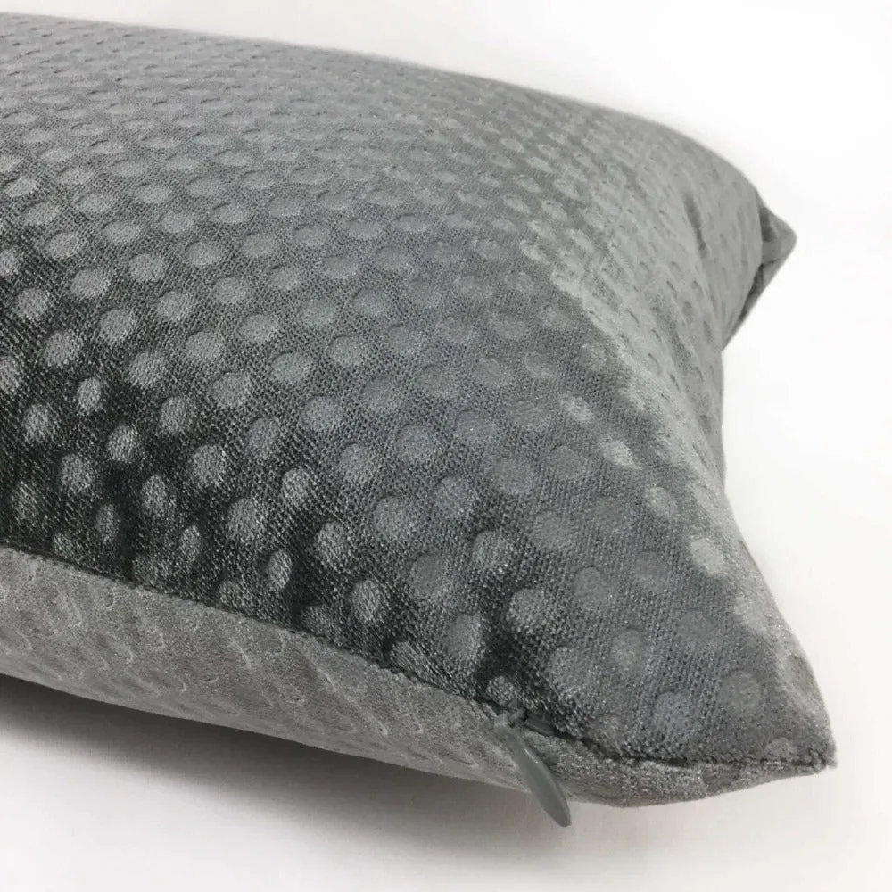 (CLEARANCE) Dark Gray Dimple Dots Velvet Pillow Cover