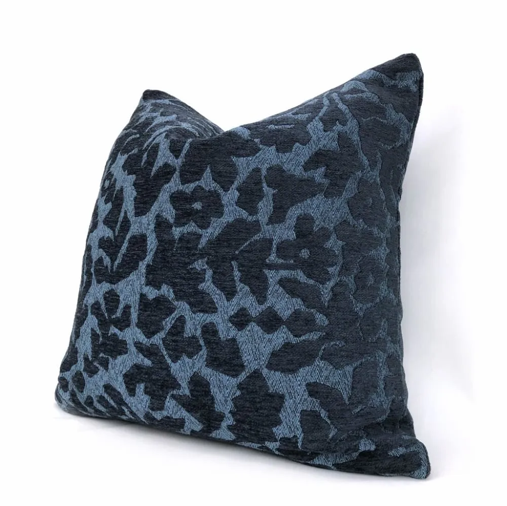 (CLEARANCE) Frangia Arts and Crafts Style Navy Blue Floral Pillow Cover