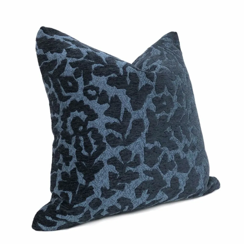 (CLEARANCE) Frangia Arts and Crafts Style Navy Blue Floral Pillow Cover