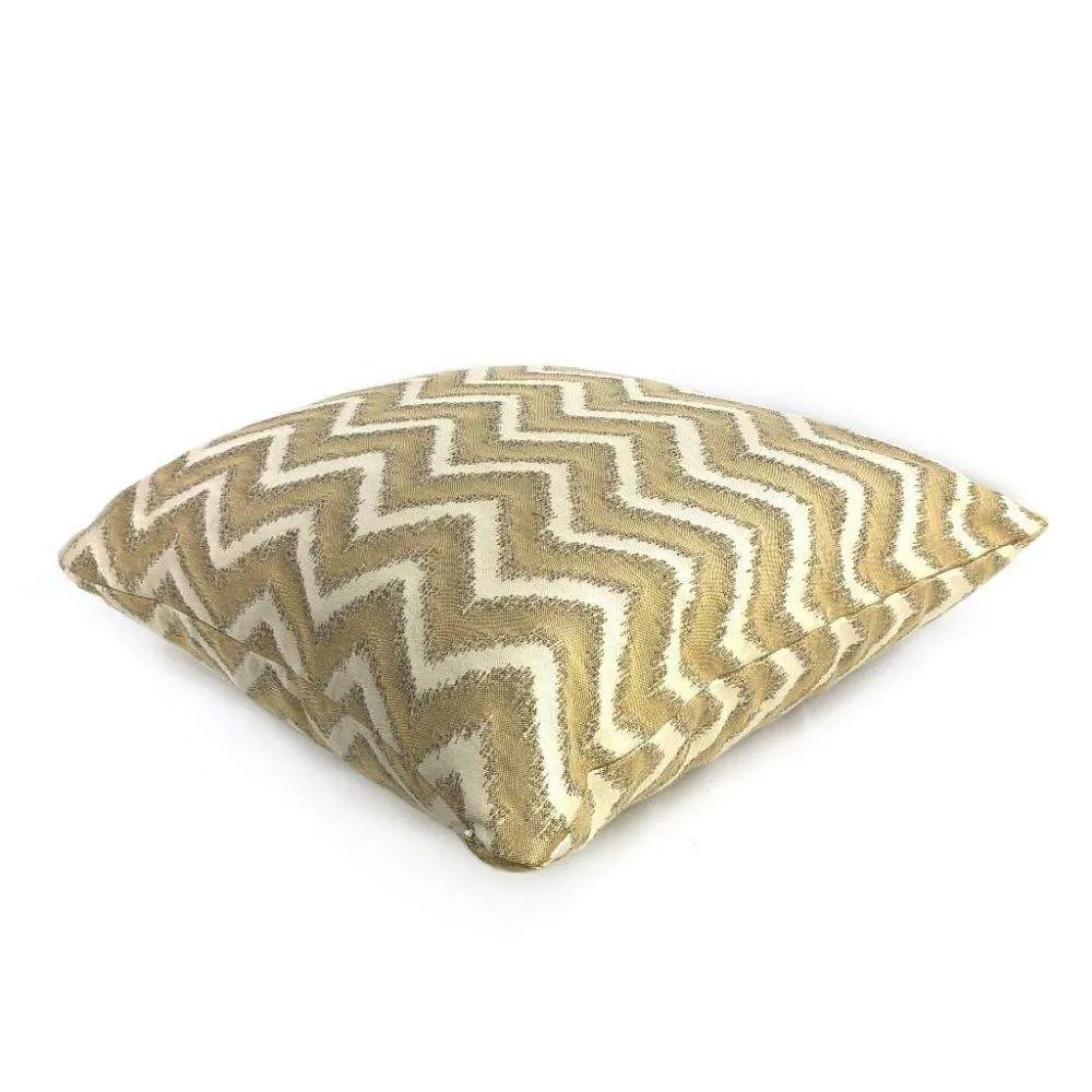 (CLEARANCE) Whitmore Gold & Beige Chevron Stripe Pillow Cover