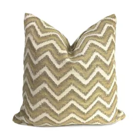 (CLEARANCE) Whitmore Gold & Beige Chevron Stripe Pillow Cover