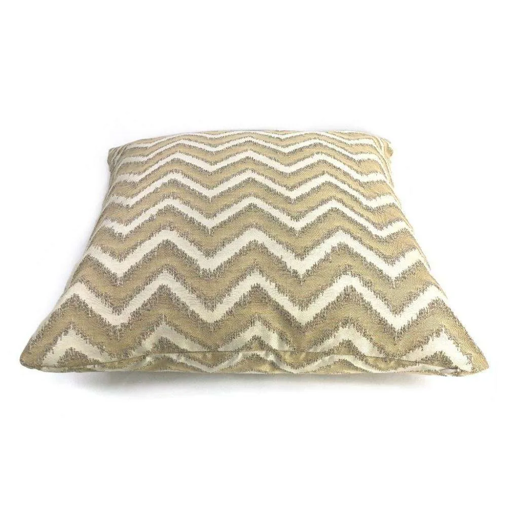 (CLEARANCE) Whitmore Gold & Beige Chevron Stripe Pillow Cover