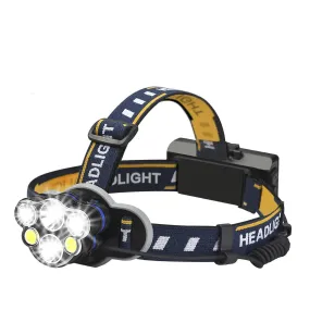 Cob Rechargeable 8-function Reclining LED Headlamp Waterproof Headlight Torch For Hiking, Climbing, Camping, Cycling, and Outdoors