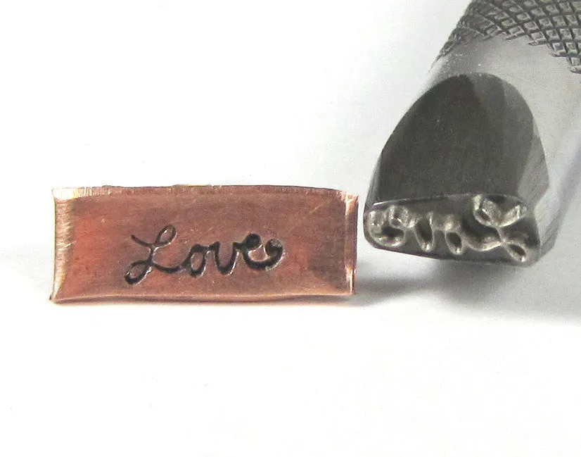 Cursive Script Love 3/8 Shank Design Stamp Professional Grade for all metals and Stainless 8x3mm