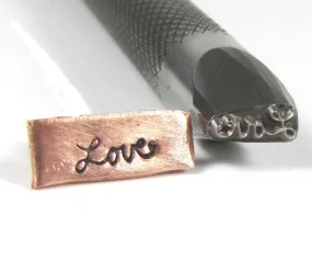 Cursive Script Love 3/8 Shank Design Stamp Professional Grade for all metals and Stainless 8x3mm