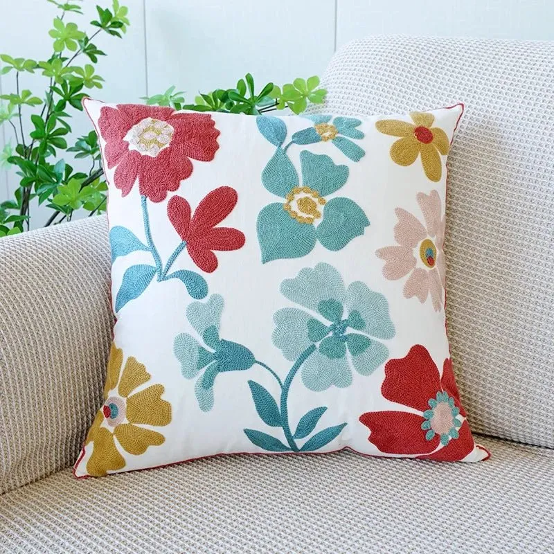 Cute Throw Pillow Cover For Sofa With Nordic Flower Design