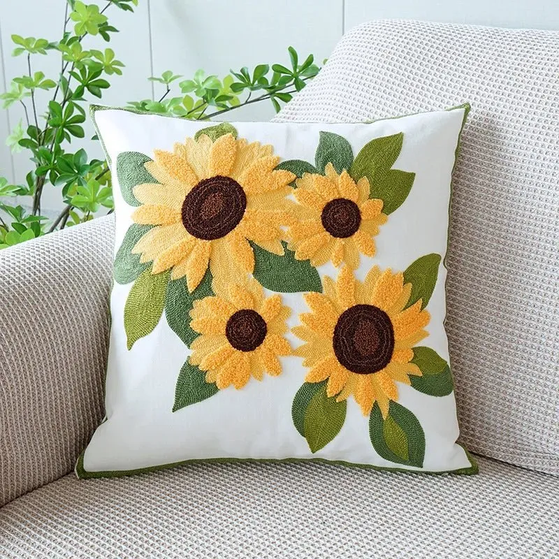 Cute Throw Pillow Cover For Sofa With Nordic Flower Design