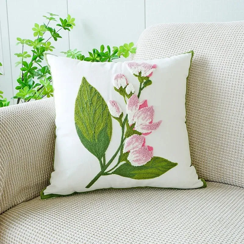 Cute Throw Pillow Cover For Sofa With Nordic Flower Design