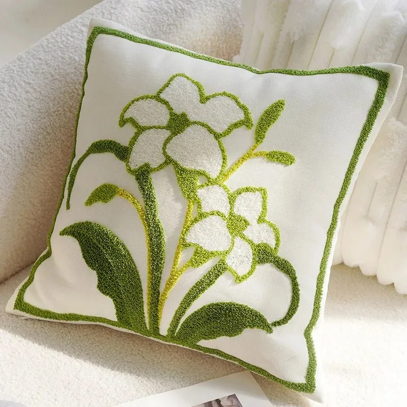 Cute Throw Pillow Cover For Sofa With Nordic Flower Design