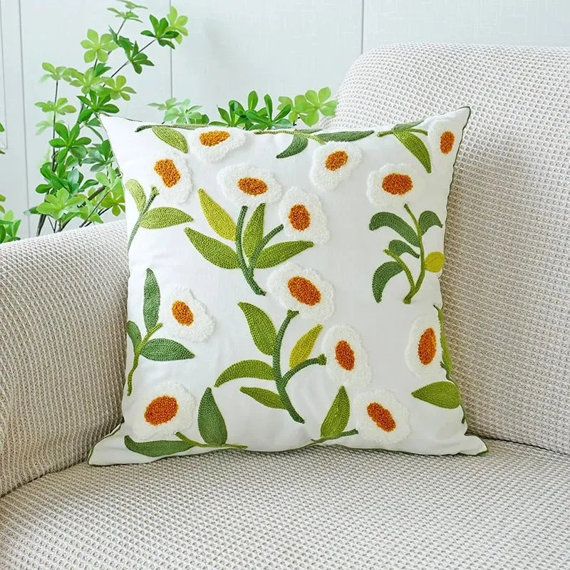 Cute Throw Pillow Cover For Sofa With Nordic Flower Design