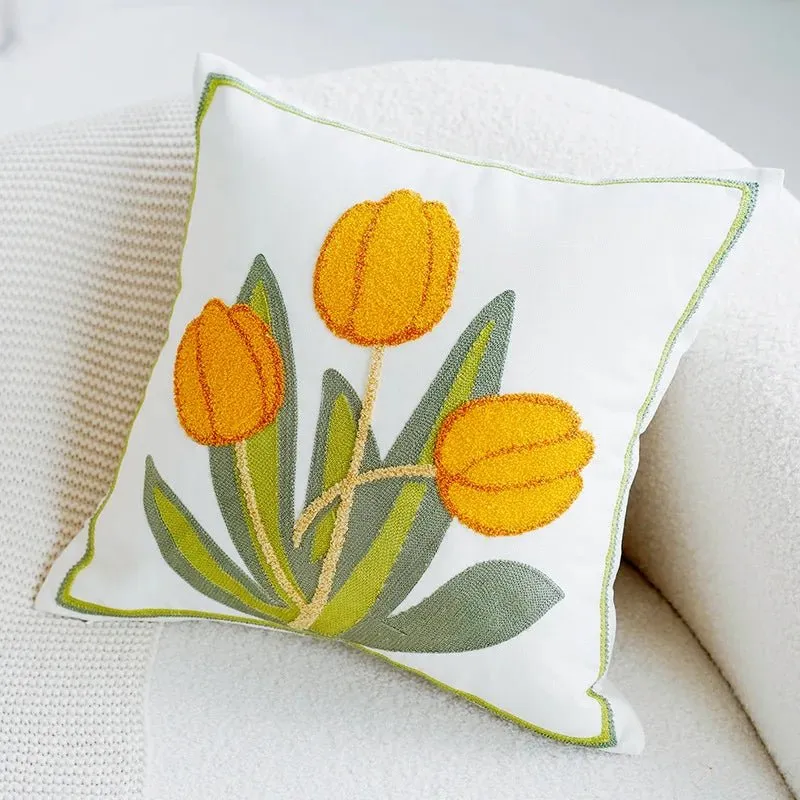 Cute Throw Pillow Cover For Sofa With Nordic Flower Design