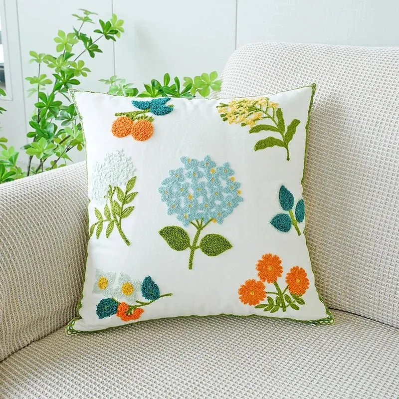 Cute Throw Pillow Cover For Sofa With Nordic Flower Design