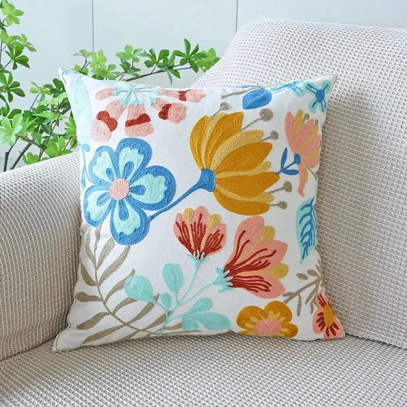 Cute Throw Pillow Cover For Sofa With Nordic Flower Design