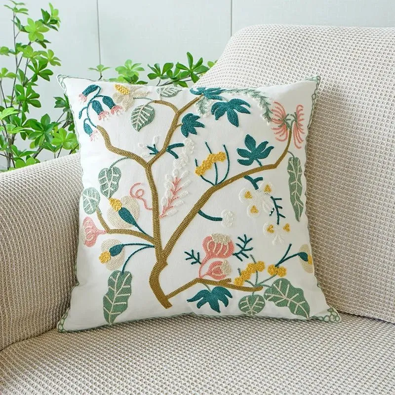 Cute Throw Pillow Cover For Sofa With Nordic Flower Design