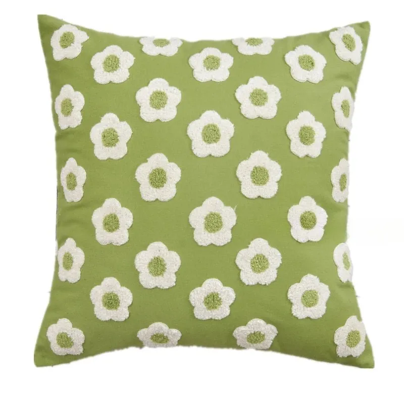 Cute Throw Pillow Cover For Sofa With Nordic Flower Design