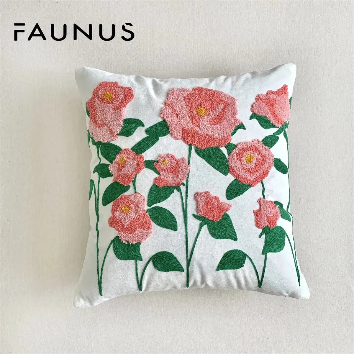 Cute Throw Pillow Cover For Sofa With Nordic Flower Design